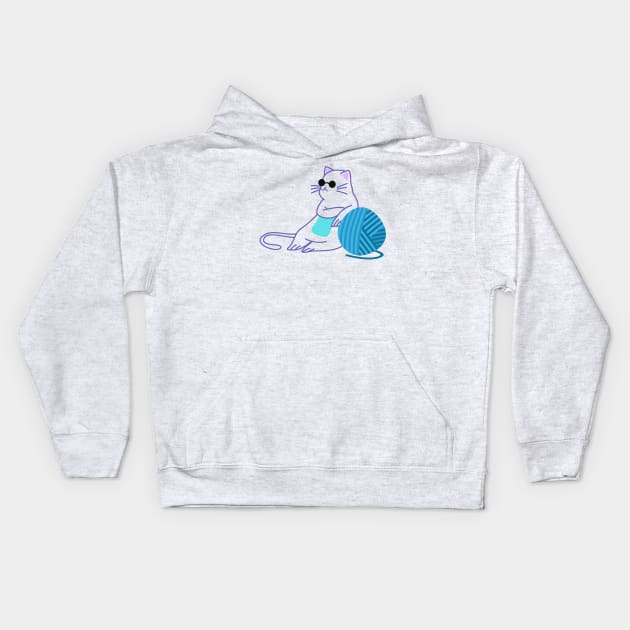 Fat cat with yarn Kids Hoodie by m-laP
